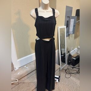 NWOT SIZE L HYFVE Black Striped Cutout Jumpsuit
